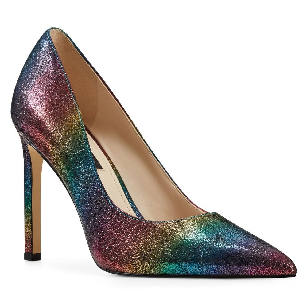 Nine West Tatiana 3 Rainbow Glitter Red Texture Stiletto Evening Pump